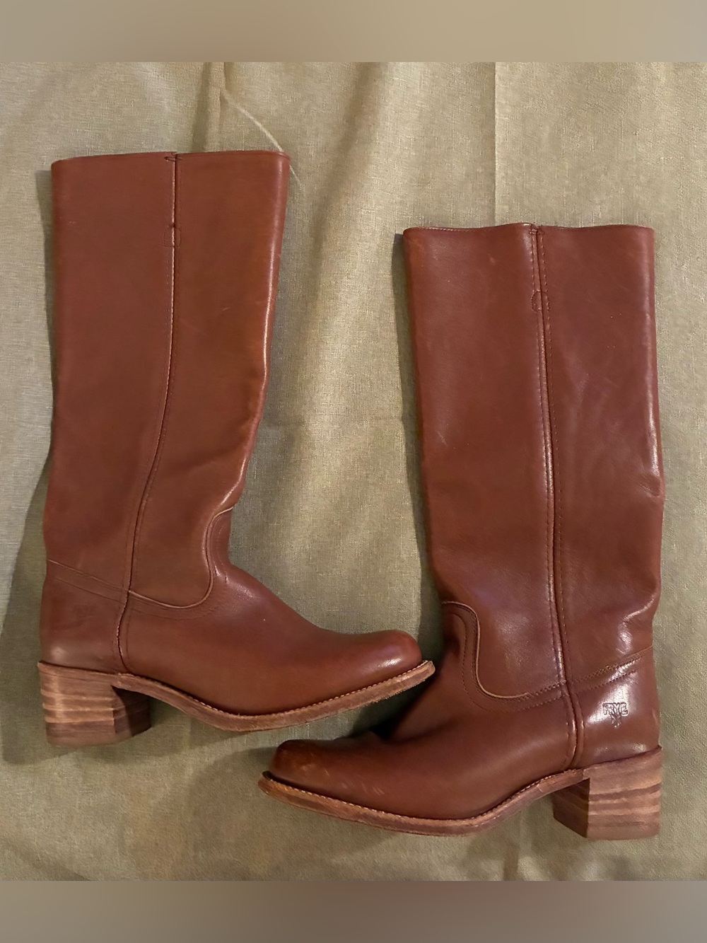 Vintage Frye Campus Tall Leather Riding Boots Made in USA Saddle Brown 10B
